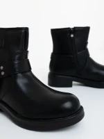 Ghete dama negre din piele ecologica neteda Sherida