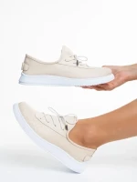 Pantofi casual dama bej din piele naturala Nilda