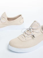 Pantofi casual dama bej din piele naturala Nilda