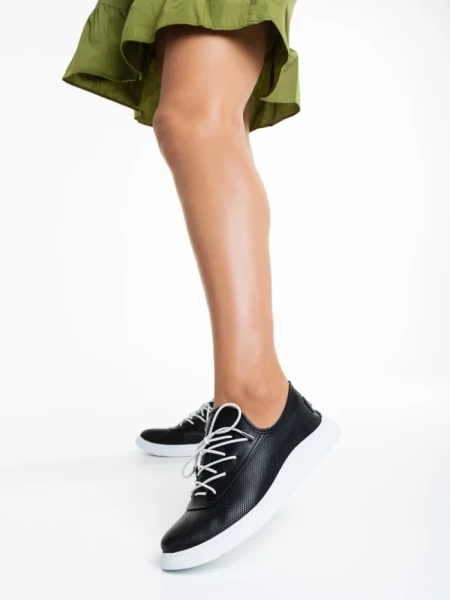 Pantofi casual dama negri din piele naturala Nilda