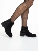 Botine dama negre din piele ecologica si material textil Ivy