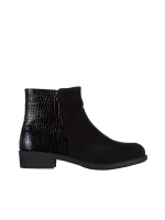 Botine dama negre din piele ecologica si material textil Ivy