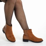 Botine dama camel din piele ecologica si material textil Ivy