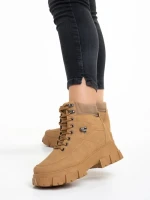 Ghete dama bej inchis din piele ecologica Valeen