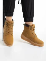 Ghete dama camel din piele ecologica Marla