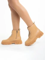 Ghete dama camel din piele ecologica Mirella