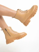 Ghete dama camel din piele ecologica Mirella