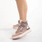 Pantofi sport dama roz din piele ecologica si material textil Reveca