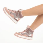 Pantofi sport dama roz din piele ecologica si material textil Reveca