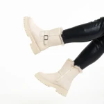 Cizme dama bej din piele ecologica Valeda