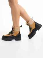 Ghete dama camel din material textil Marlena