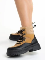 Ghete dama camel din material textil Marlena