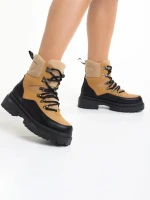 Ghete dama camel din material textil Marlena