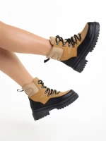 Ghete dama camel din material textil Marlena