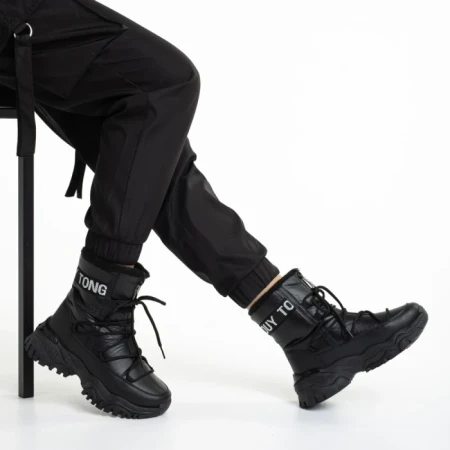 Cizme dama negre din piele ecologica Valera