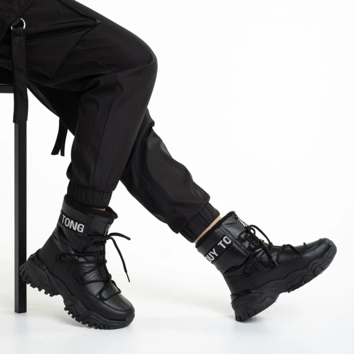 Cizme dama negre din piele ecologica Valera