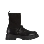 Pantofi casual dama negre din piele ecologica si material textil Dallas