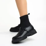 Pantofi casual dama negre din piele ecologica si material textil Dallas