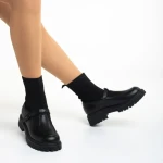 Pantofi casual dama negre din piele ecologica si material textil Dallas