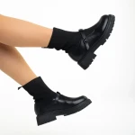 Pantofi casual dama negre din piele ecologica si material textil Dallas