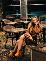 Ghete dama camel din piele ecologica Remona