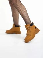 Ghete dama camel din piele ecologica Remona