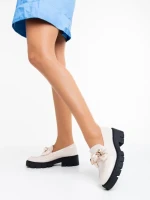 Mocasini dama bej din piele ecologica lacuita Jayanti