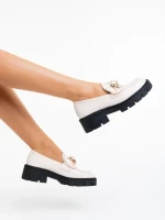 Mocasini dama bej din piele ecologica lacuita Jayanti