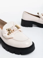 Mocasini dama bej din piele ecologica lacuita Jayanti