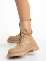 Ghete dama bej din piele ecologica Damani