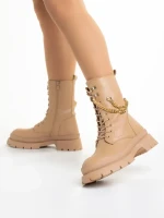 Ghete dama bej din piele ecologica Damani