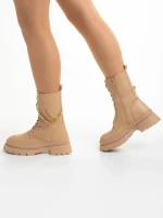 Ghete dama bej din piele ecologica Damani