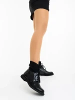 Ghete dama negre din piele ecologica si material textil Majora