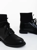 Ghete dama negre din piele ecologica si material textil Majora