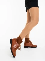 Ghete dama camel din piele ecologica si material textil Majora