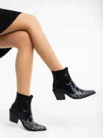 Botine dama negre din piele ecologica Kalanie