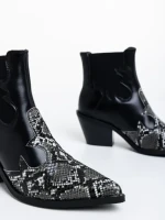 Botine dama negre din piele ecologica Kalanie