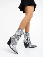 Cizme dama negre cu alb din piele ecologica Linnet