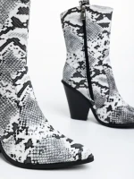 Cizme dama negre cu alb din piele ecologica Linnet