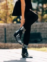 Botine dama negre din piele ecologica Sudie