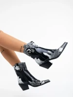 Botine dama negre din piele ecologica Sudie