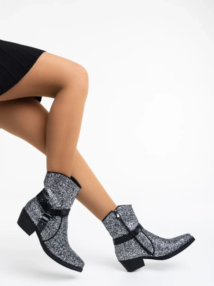 Botine dama negre din material textil Romey