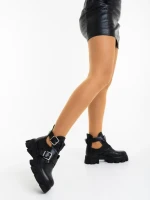 Ghete dama negre din piele ecologica Lucara