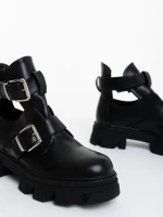 Ghete dama negre din piele ecologica Lucara