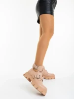 Ghete dama nude din piele ecologica Lucara