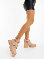 Ghete dama nude din piele ecologica Lucara