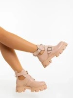 Ghete dama nude din piele ecologica Lucara