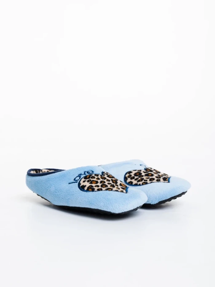 Papuci copii albastri din blana sintetica Alegra