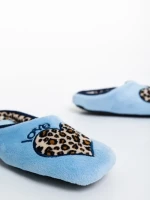 Papuci copii albastri din blana sintetica Alegra