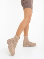 Cizme dama khaki din material textil Mulana